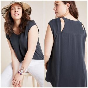Maeve by Anthropologie Ally Tunic Black Cutouts XL